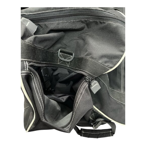 New Balance 30" Rolling Duffel Bag – Black with White Trim, 3 Mesh Pockets, Side - Picture 7 of 7